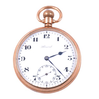 Lot 358 - Record - a 9 carat yellow gold open face pocket watch.