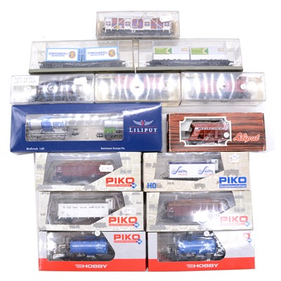 Lot 236 - Fourteen Piko, Electrotren, Liliput and other HO gauge wagons, boxed