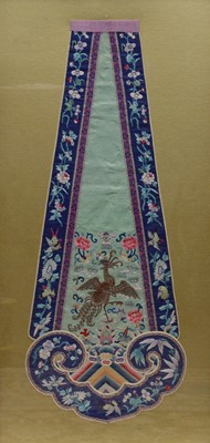 Lot 102 - Two Chinese embroidered silk court apron panels