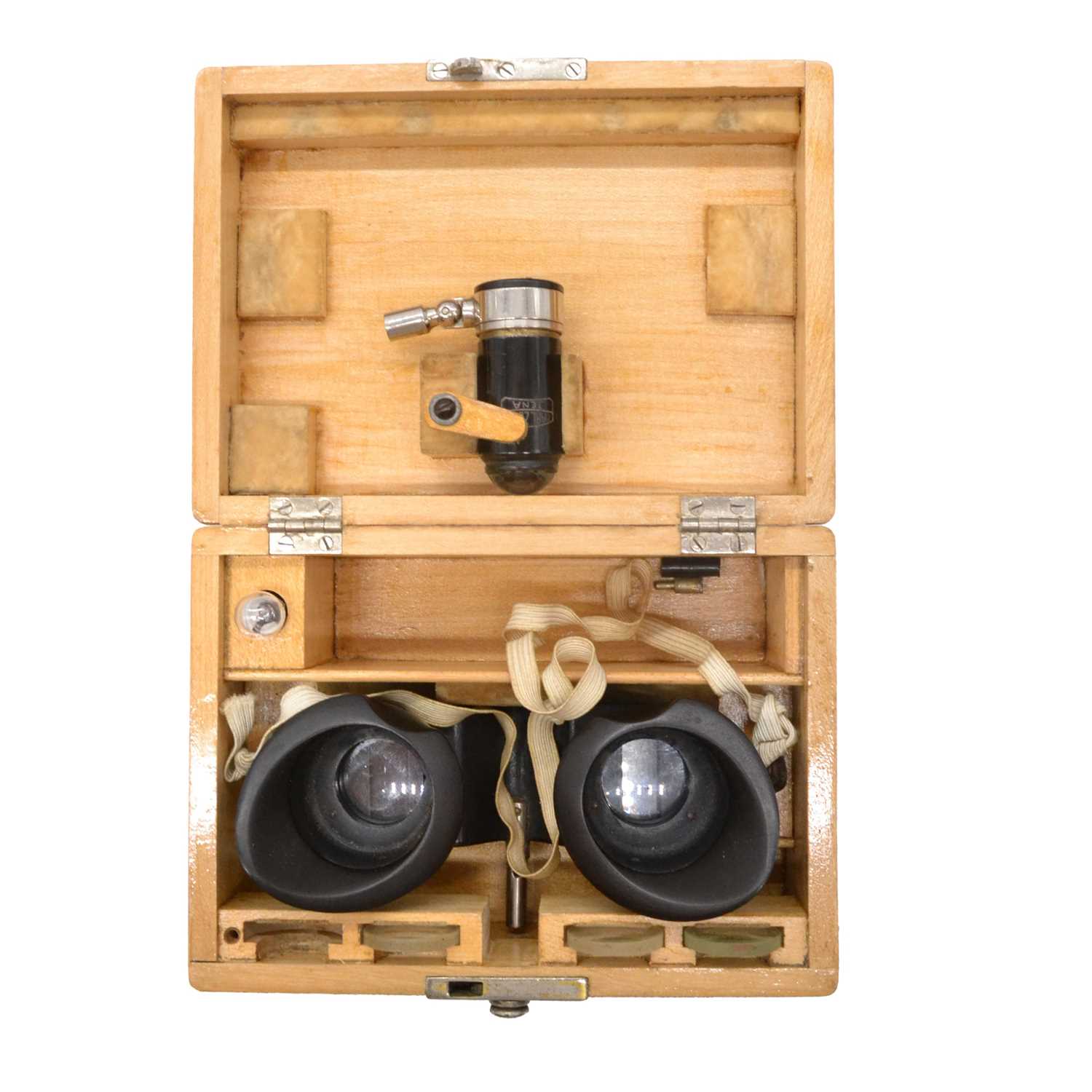 Lot 118 - Carl Zeiss binoculars and loupe, boxed