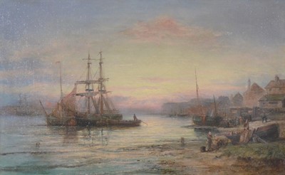 Lot 185 - William Thornley, Harbour at evening