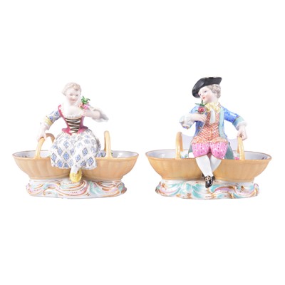 Lot 5 - Pair of Meissen figural sweetmeats, 19th century