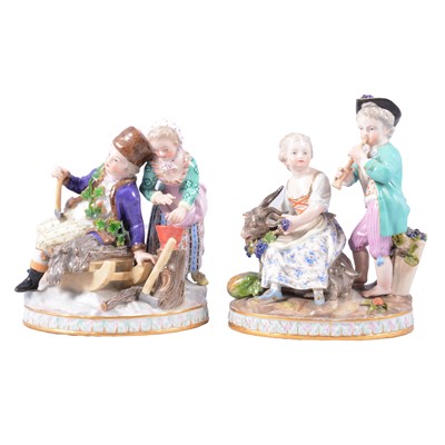 Lot 8 - Two Meissen porcelain groups, 19th century, after the models by J C Schönheit