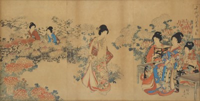 Lot 89 - Toyohara Chikanobu, Chrysanthemum Garden - Ladies of Chiyoda Palace