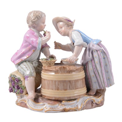 Lot 4 - Meissen porcelain group of two children