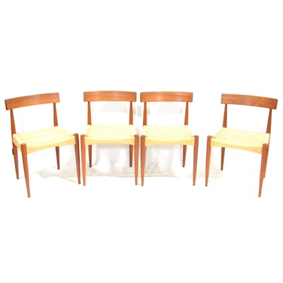 Lot 261 - Set of six Mid-Century Danish teak dining chairs, designed by Arne Hovmand-Olsen for Mogens Kold