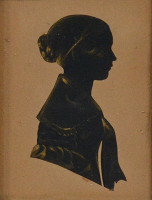 Lot 271 - Early Victorian watercolour silhouette and a cut-out silhouette