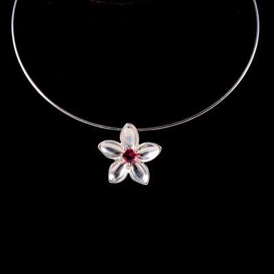 Lot 418 - Tiffany & Co - a pink tourmaline flower collar necklace.