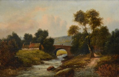 Lot 318 - Victorian School, Bridge over a fast flowing river