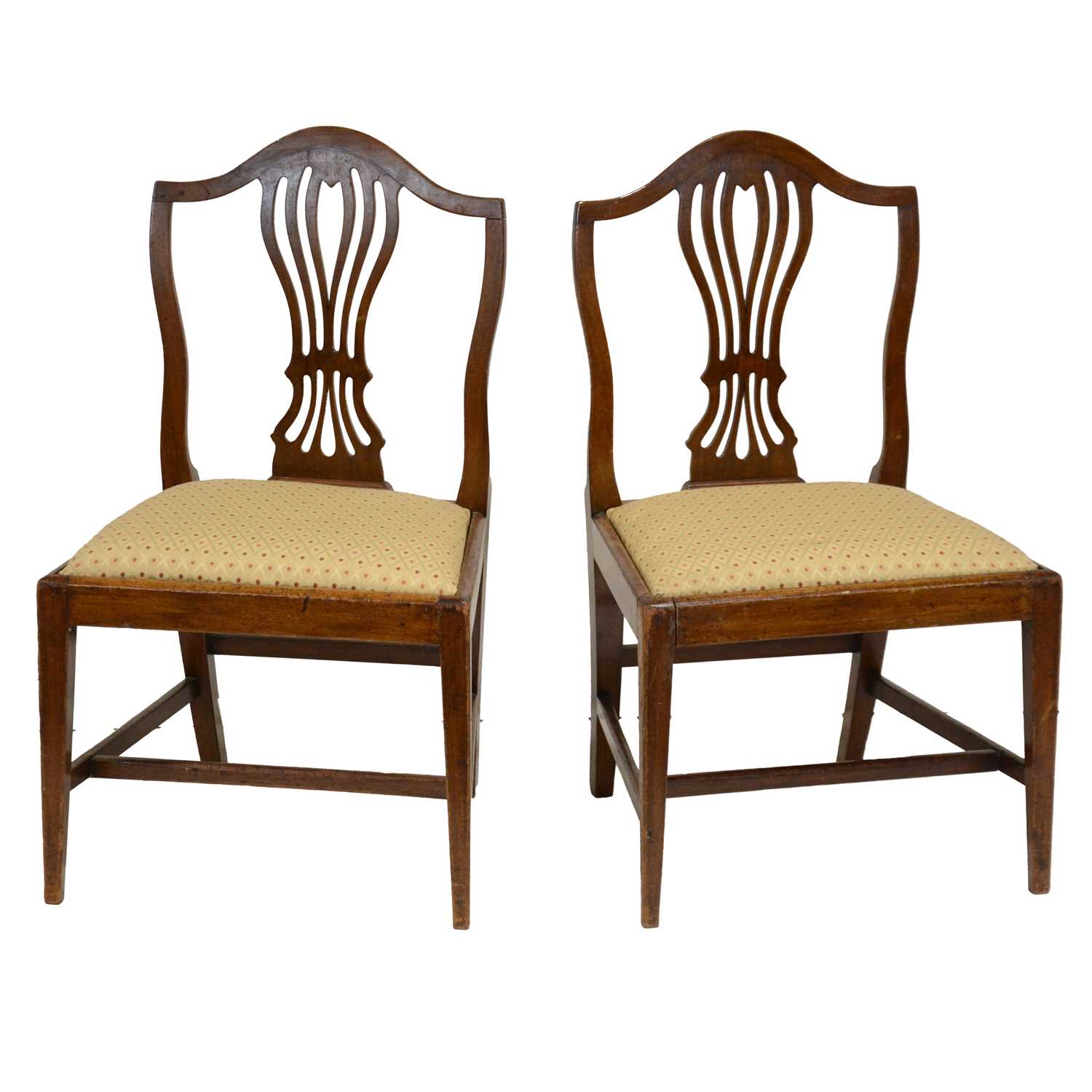Lot 459 - Pair of George III mahogany dining chairs,