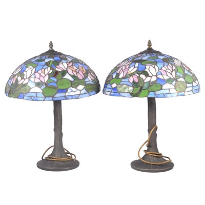 Lot 423 - Two 'Tiffany' table lamps