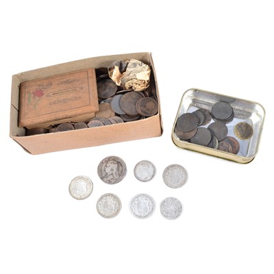 Lot 202 - A collection of James II and later coins, some silver content.