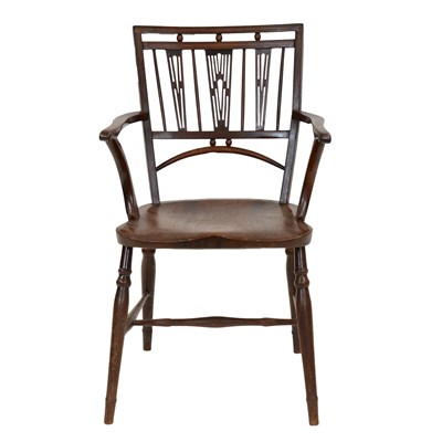 Lot 297 - 19rh Century fruitwood and elm Mendlesham chair