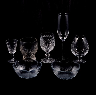 Lot 74 - Assorted glassware including pair of overlaid glass goblets