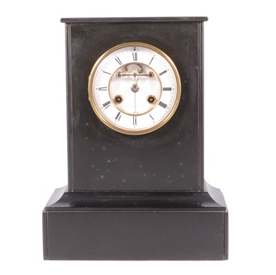 Lot 134 - Victorian black marble mantel clock, signed Litherland Davies & Co., Paris