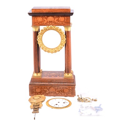 Lot 133 - Rosewood marquetry portico clock, dismantled