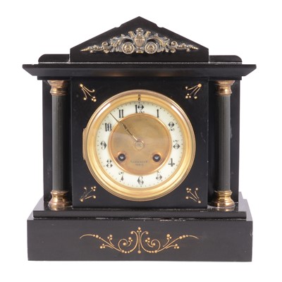 Lot 132 - Victorian black marble mantel clock, signed Cashmore Paris