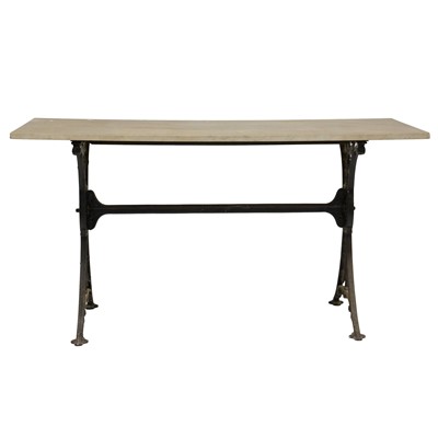 Lot 435 - Cast iron table, rectangular marble top