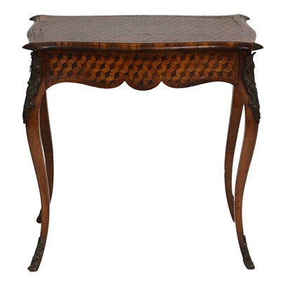 Lot 308 - 19th Century French walnut and parquetry side table