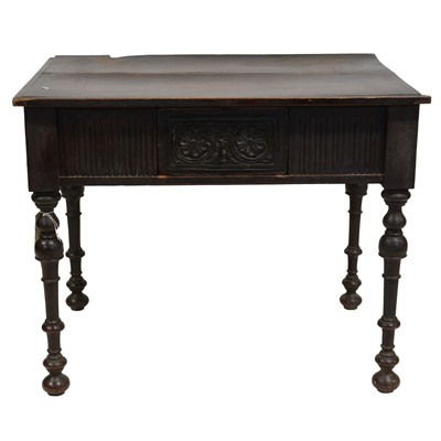 Lot 424 - Joined oak side table, adapted