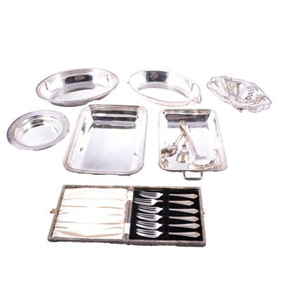 Lot 140 - Quantity of silver plated wares including entree dishes, cutlery, etc.