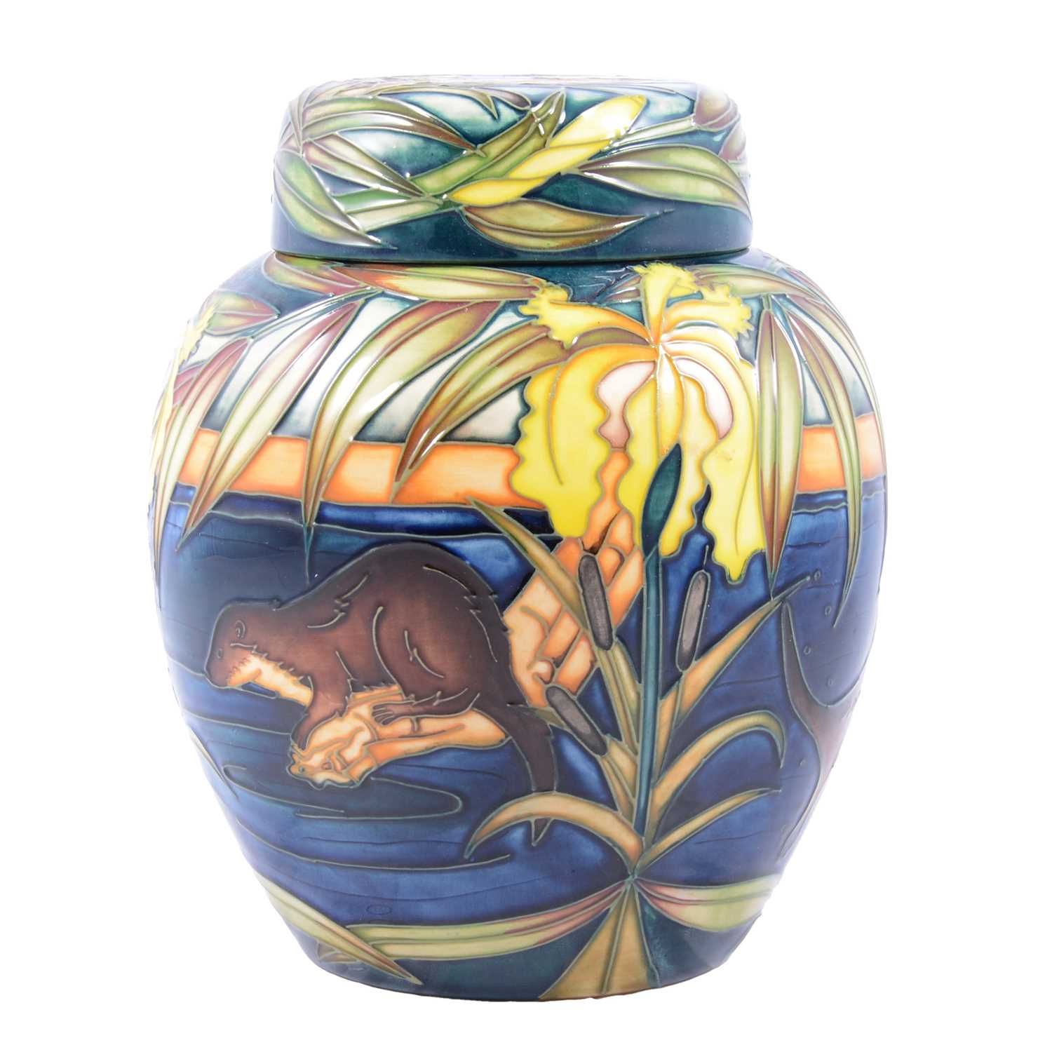 Lot 98 - Sian Leeper for Moorcroft Pottery, 'Otter' a large limited edition ginger jar and cover