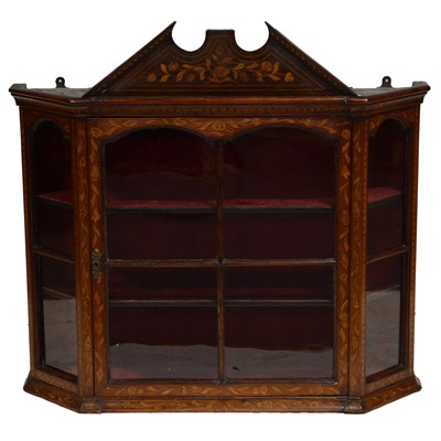 Lot 307 - Dutch walnut and marquetry wall cabinet, 18th or 19th Century