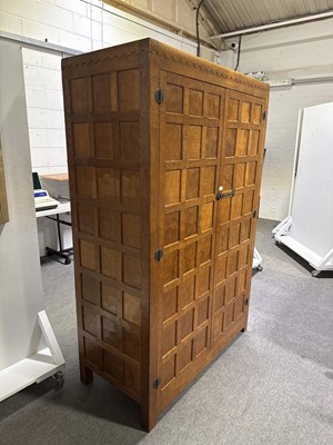 Lot 86 - Robert 'Mouseman' Thompson of Kilburn, an oak double wardrobe, 1941