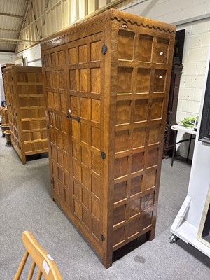 Lot 86 - Robert 'Mouseman' Thompson of Kilburn, an oak double wardrobe, 1941