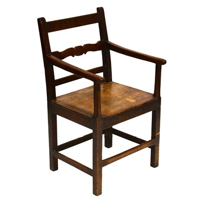 Lot 432 - Country made joined oak elbow chair