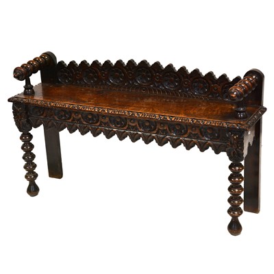 Lot 303 - Victorian carved oak hall bench