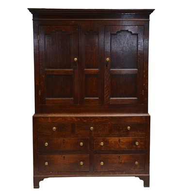 Lot 342 - Joined oak press cupboard