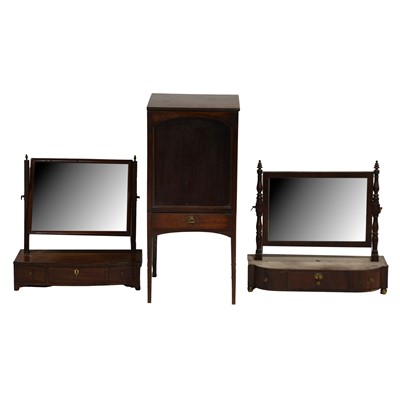 Lot 387 - George III washstand, two toilet mirrors, and a Chinese folding screen