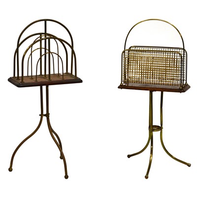 Lot 377 - Two Edwardian brass magazine racks