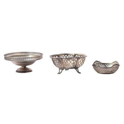 Lot 238 - Three silver sweetmeat dishes.