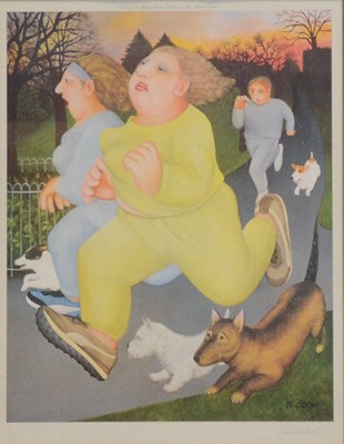 Lot 308 - Beryl Cook, Joggers on the Hoe