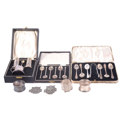 Lot 162 - Cased and loose silver flatware, napkin rings, etc