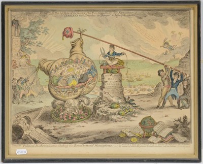 Lot 288 - James Gillray, Political Mathematicians shaking the Broad Bottom’d Hemispheres