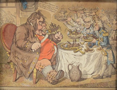 Lot 290 - James Gillray, The Grand Coronation Procession of Napoleon; and James Gillray, John Bull Taking a Luncheon