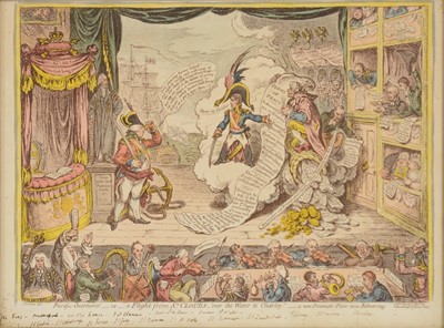 Lot 295 - James Gillray, Pacific Overtures - or - a Flight from St Clouds, "over the water to Charley"