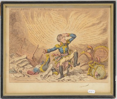 Lot 296 - James Gillray, Maniac ravings - or - Little Boney in a strong fit