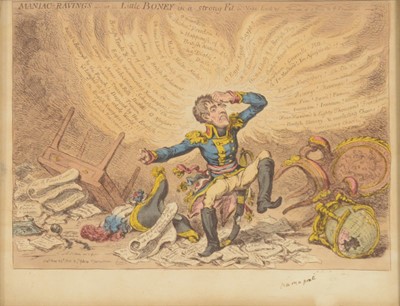 Lot 296 - James Gillray, Maniac ravings - or - Little Boney in a strong fit
