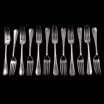 Lot 54 - Set of twelve silver table forks