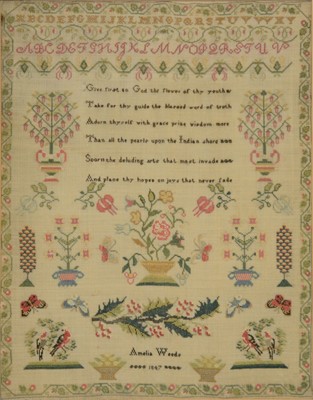 Lot 16 - Victorian needlework sampler