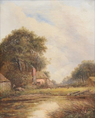 Lot 274 - Joseph Thors, Landscape with figures by a cottage