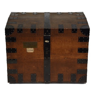 Lot 318 - Large oak silver chest, by Lambert, London