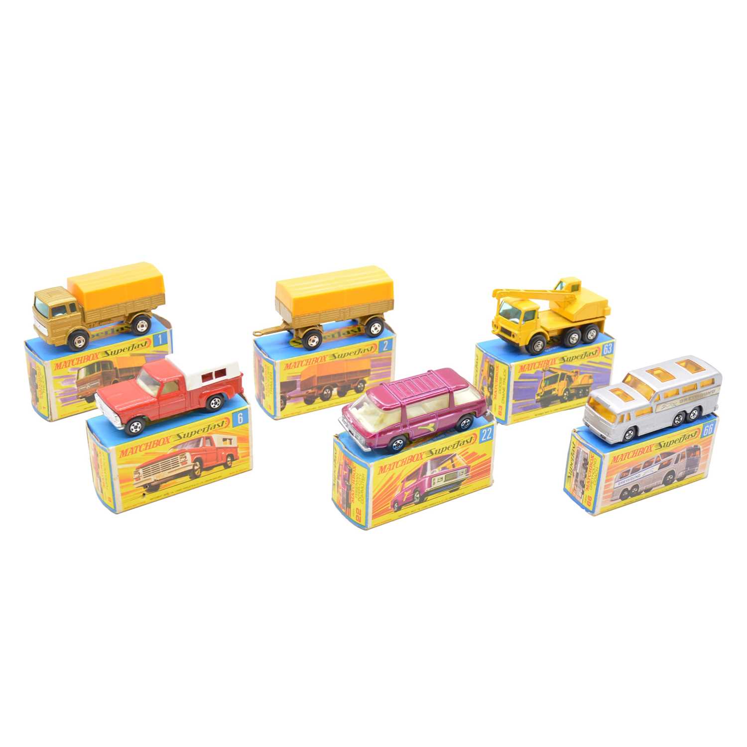 Lot 94 - Six Lesney Matchbox Superfast die-cast models, boxed