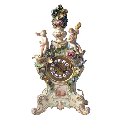 Lot 38 - Meissen porcelain mantel clock