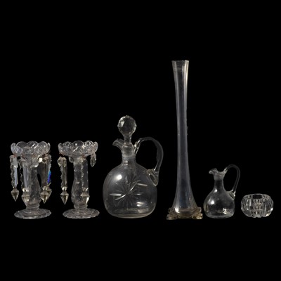 Lot 51 - Pair of cut glass lustres and other glass