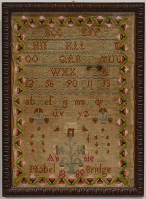 Lot 326 - Two needlework samplers and an 18th Century needlework map of England